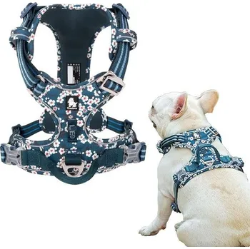 Postroj pro psa Postroj pro psy Tineer s květinovým vzorem, bez vytahování, reflexní nylonový nastavitelný, měkký