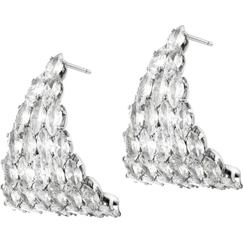 Náušnice Rhodiované náušnice z mosazi se zirkony - AR539-0204