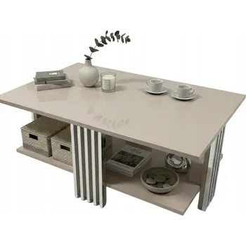 Konferenční stolek KONFERENČNÍ STOLEK KAŠMÍR VYSOKÝ LESK OBDÉLNÍKOVÝ DO OBÝVACÍHO POKOJE DŘEVĚNÝ S POLICÍ