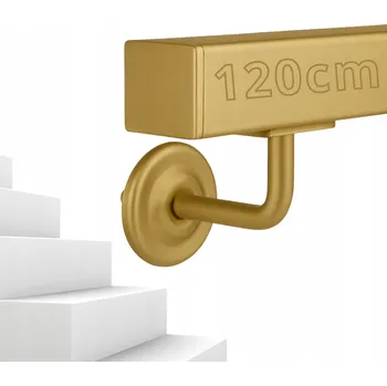 Zábradlí Zlaté nástěnné schodišťové madlo ČTVERCOVÉ Ocel zábradlí na schody 120 cm