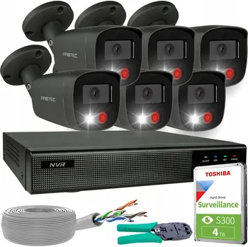 IP kamera Sada pro monitoring 6 kamer 4K 8Mpx IP PoE s detekcí a HDD 4TB