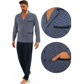 Pánské pyžamo SESTO SENSO pánské pyžamo 2281/01 na knoflíky bavlna námořnická modrá L