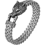 Vikinský pánský náramek s vlčí hlavou z nerezové oceli