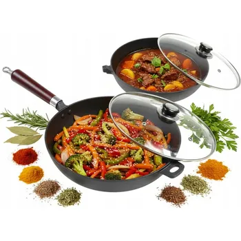 Pánev Hluboká litinová pánev s poklicí, 26 cm, pro indukci i plyn