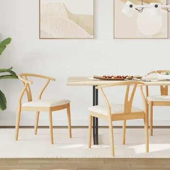 Jídelní židle 2 pcs Přirozená a světlá Masivní gumové dřevo