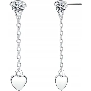 Náušnice STŘÍBRNÉ NÁUŠNICE DLOUHÉ VISACÍ SRDCE PUZETKY