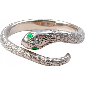 Prsten Prstýnek Had, vintage styl, stříbro, platina, retro punk