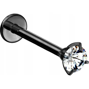 Piercing Labret piercing s krystalem do rtu, ucha (lobe, helix) 1,2/6/3 - čirý krystal
