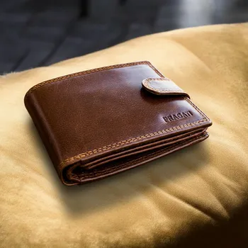 Peněženka Luxusní pánská kožená peněženka na patent hnědá premium kůže v dárkové krabičce Master Pragati Excelent GTI A-18L