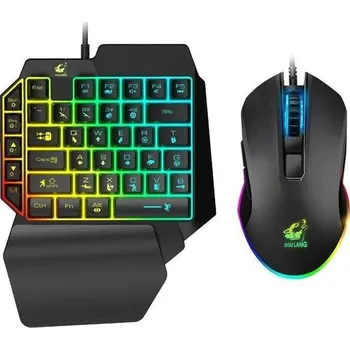 Herní klávesnice a myš s 39 klávesami, mechanické, duhové podsvícení, s opěrkou zápěstí pro