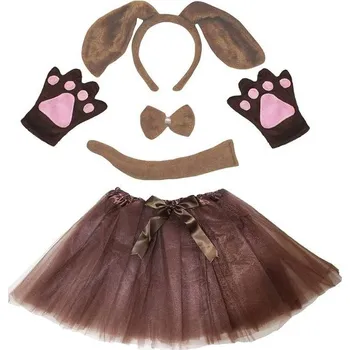 Karnevalový kostým Dětský kostým Petitebelle s motýlkem a ocasem, 5dílná sukénka, jedna velikost, hnědý pes