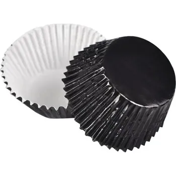 Rosenice Vyztužené hliníkové košíčky na muffiny, černé, 100 kusů, jednorázové košíčky na pečení na