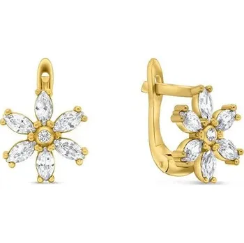 Náušnice Brilio Silver Třpytivé pozlacené náušnice Kytičky se zirkony EA352Y