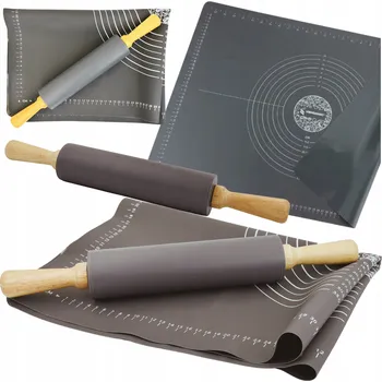 Váleček na těsto Silikonový vál velká podložka XXXL 70x50 cm + váleček na těsto