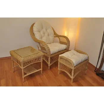 Sedací souprava Axin Trading s.r.o. Ratanová sedací souprava Florida pohoda medová - polstry béžový melír