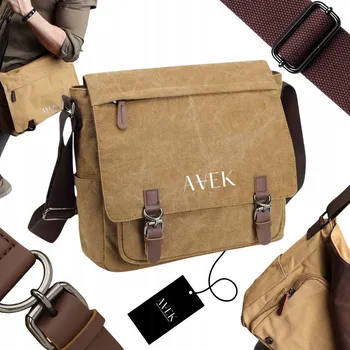 Pánská taška hnědá KABELKA PŘES RAMENO plátěná přes rameno cestovní sportovní AVEK