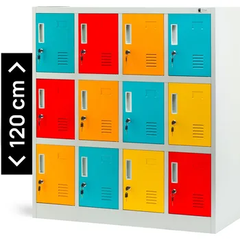 Ložnice Šatní šatní skříňka BHP pro školy a školky OLA, 1090 x 1200 x 450 mm, šedo-vicebarevná