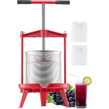 Lis na ovoce Vevor Ruční lis na ovoce 3.69 Gal/14L nerezový koš s t-rukojetí na víno