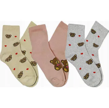 Dámské ponožky 35-38 Ponožky 3x FROTÉ MEDVÍDCI TEPLÉ ponožky silné zimní Noviti