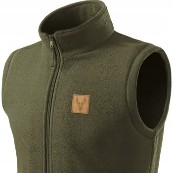 Pánská vesta Fleecová lovecká vesta na lov do lesa, nášivka HLAVA BÝKA vel. M