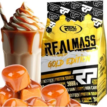 Protein GAINER protein sacharidy Real Pharm Real Mass protein 3kg KARAMEL