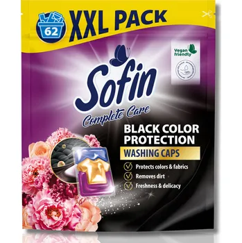 Prací prostředek Sofin Kapsle na praní tmavého a černého prádla Black Ochrana barev XXL 62 ks