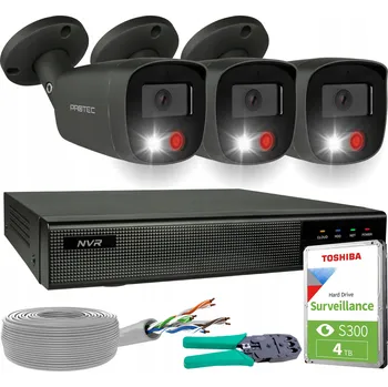 IP kamera Monitorovací sada 3 Grafitové Kamery IP POE 4K 8Mpx Detekce HDD 4TB