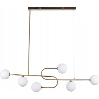 Závěsné Stropní Svítidlo Lustr Zlatý do obýváku jídelny se 6 skleněnými koulemi