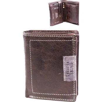 Peněženka Leonardo Verrelli luxusní pánská kožená peněženka na výšku hnědá GT 9956