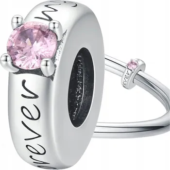Přívěsek CHARMS LOVE FOREVER stříbro S925 zirkon růžový