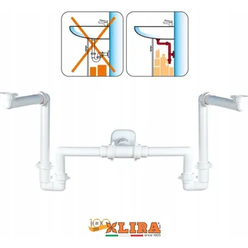 Sifon Dvojitý umyvadlový sifon šetřící místo SPAZIO BAGNO bílý