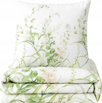 Povlečení Povlečení bílé zelené drobný vzor listy 140x200 bavlněné Produkt PL