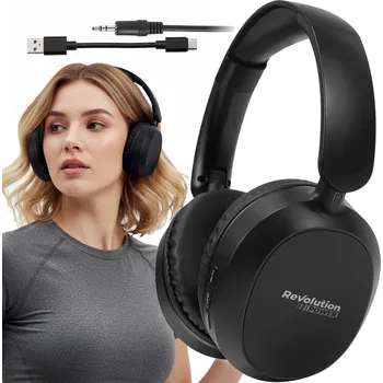 Sluchátka BEZDRÁTOVÁ SLUCHÁTKA PŘES UŠI Revolution BLUETOOTH 5.4 SILNÉ BASY ČERNÁ