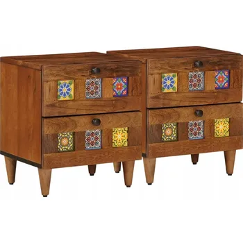 Noční stolek Noční skříňka se zásuvkou 2 pcs Hnědá 40 x 33,5 x 46 cm