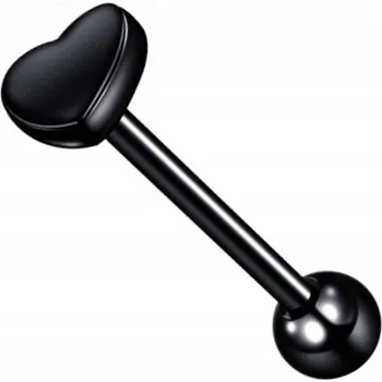 Piercing Piercing do jazyka OCEL 316L Černé srdce 1,6/16/7 mm
