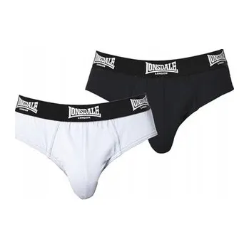 Slipy Lonsdale sada 2 ks černé bílé pánské slipy, Velikost L