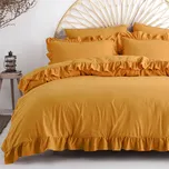 Sada povlečení 160x200 PŘÍRODNÍ BAVLNA EKO s volánkem, květinový vzor, žlutá