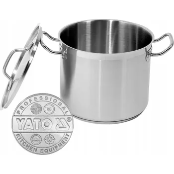 Hrnec YATO VYSOKÝ HRNEC INDUKCE PLYN NEREZOVÁ OCEL 24X20CM 9L S POKLICÍ INOX