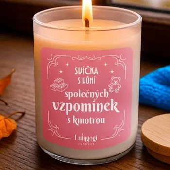 Žertovný předmět Svíčka s vůní společných vzpomínek s kmotrou - vonná svíce s potiskem- Tričkový.cz