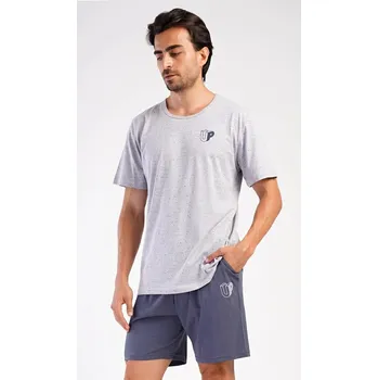 Pánské pyžamo Vienetta MAN Pánské Šortkové Pyžamo Pedro, šedá XXL i232_9952_55455957:šedá XXL