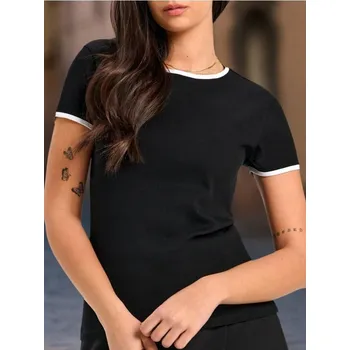 Dámské tričko Sinsay - Tričko s kontrastní lemovkou - černá - XW227-99X - XW227-99X-XS