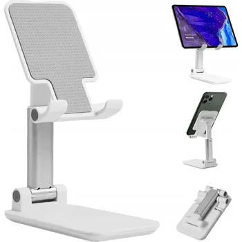 STOJAN Držák Podstavec na TABLET TELEFON na Stůl SKLÁDACÍ 4-13" Bílý