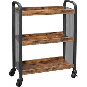 Servírovací stolek Kuchyňský vozík Vasagle LRC66BX 66x26x85 cm, černo-hnědý