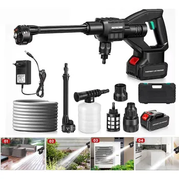 Vysokotlaký čistič AKUMULÁTOROVÁ TLAKOVÁ MYČKA 100 BAR 21V 3AH s multifunkční tryskou