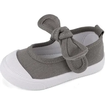 Dětské školní boty LACOFIA Mary Jane s mašlí, plátěné tenisky pro dívky, šedé, 22