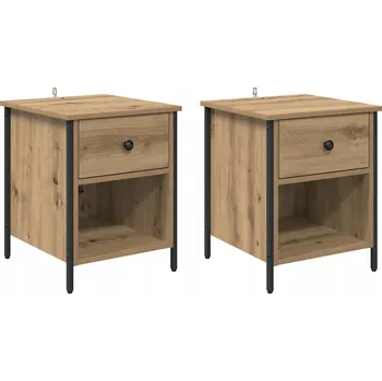 Noční stolek Noční Stolek se zásuvkou 2 ks dub artisan 40 x 42 x 50 cm