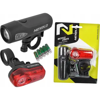Cyklosvítilna Sada světel na kolo (přední + zadní) NEXELO LED na baterie (L177023NEX)