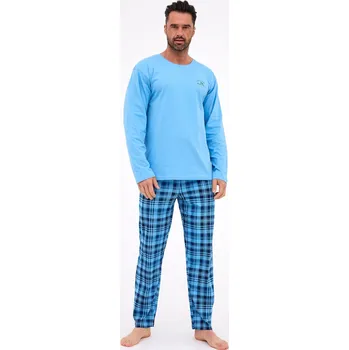 Cornette pyžamo pánské 124/310 Ready - modrá, M (Bavlněné pánské pyžamo Cornette s dlouhým rukávem)