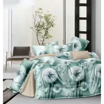 Povlečení NOVINKA 2026 ! EXKLUZIVNÍ OBOUSTRANNÉ BAVLNĚNÉ POVLEČENÍ NA FRANCOUZSKOU PŘIKRÝVKU 200x220 / 70x90cm - PAMPELIŠKY ZELENÉ