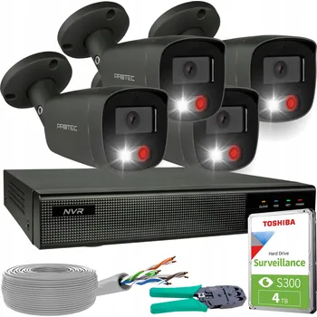 IP kamera Monitorovací sada 4 Grafitové Kamery IP POE 4k 8Mpx Detekce HDD 4TB